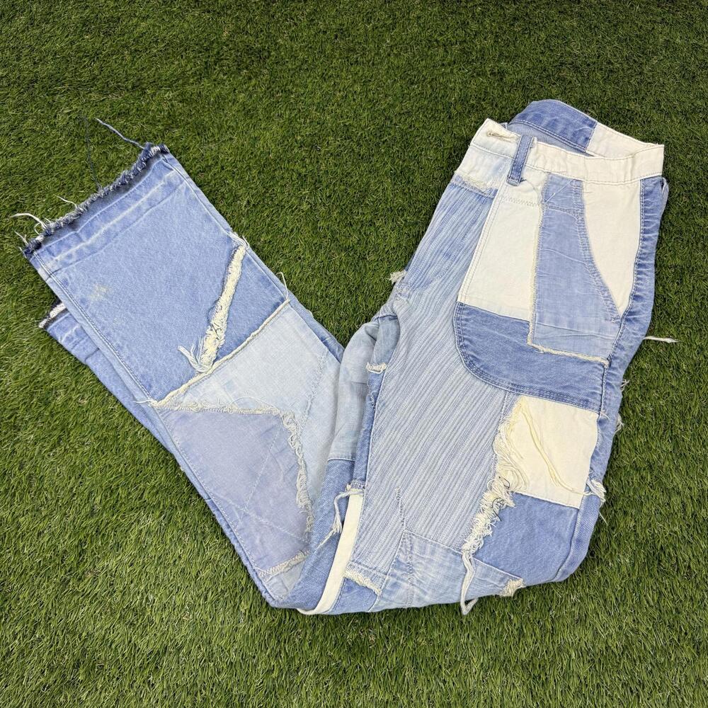 Patchwork Distressed Denim Jeans - image 1